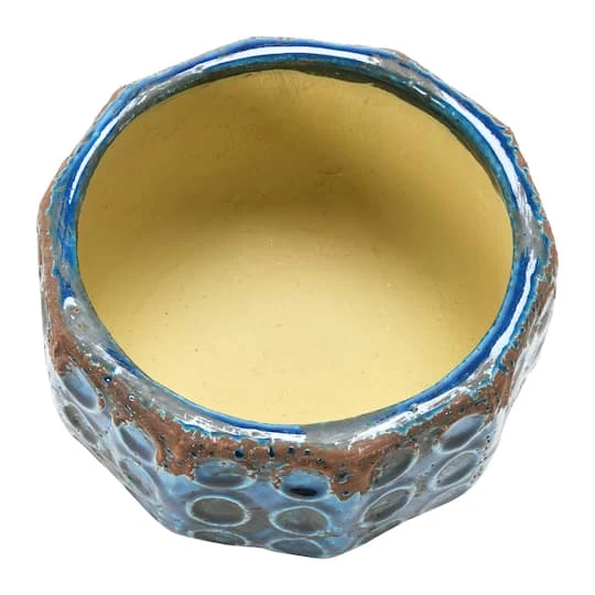 Hello Honey® 7" Distressed Blue Embossed Terra Cotta Planter With Circle Pattern 7 Hello Honey® 7" Distressed Blue Embossed Terra Cotta Planter With Circle Pattern - Image 7
