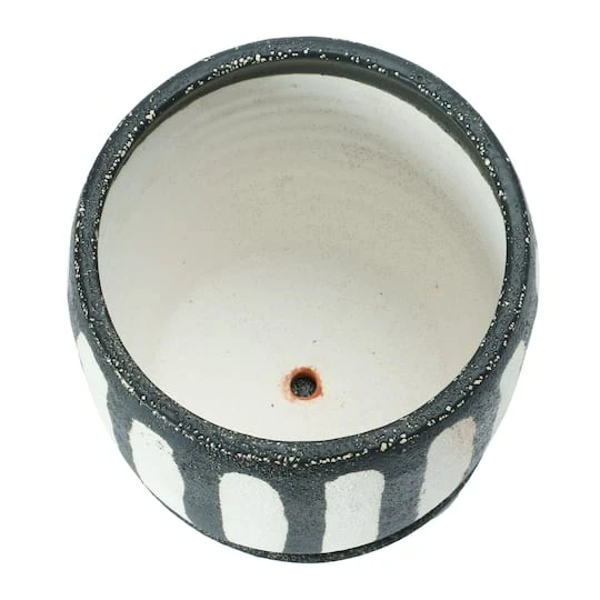 Hello Honey® 7.5" Black & White Hand-Painted Terra Cotta Planter With Saucer Set 8 Hello Honey® 7.5" Black & White Hand-Painted Terra Cotta Planter With Saucer Set - Image 8