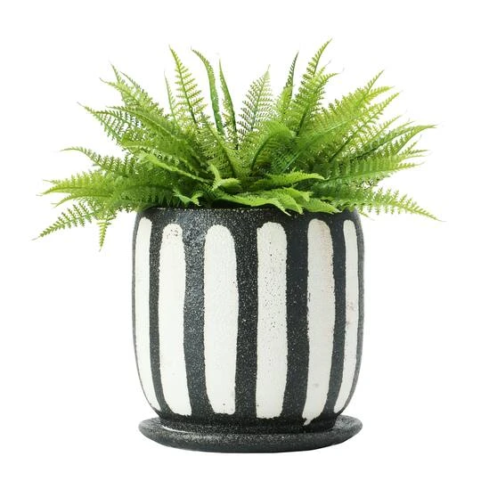 Hello Honey® 7.5" Black & White Hand-Painted Terra Cotta Planter With Saucer Set 9 Hello Honey® 7.5" Black & White Hand-Painted Terra Cotta Planter With Saucer Set - Image 9