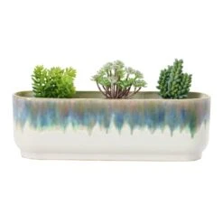 Hello Honey® 14.5" Blue & White Stoneware 3 Section Window Planter 8 Hello Honey® 14.5" Blue & White Stoneware 3 Section Window Planter -Michaels Shop D321413S 5