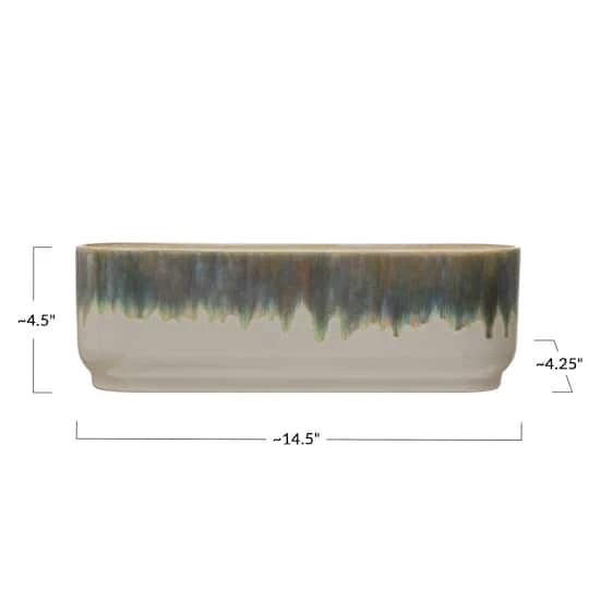 Hello Honey® 14.5" Blue & White Stoneware 3 Section Window Planter 5 Hello Honey® 14.5" Blue & White Stoneware 3 Section Window Planter - Image 5