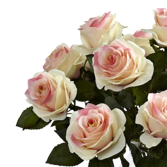 18" Blooming Light Pink Roses In Decorative Vase 3 18" Blooming Light Pink Roses In Decorative Vase - Image 3