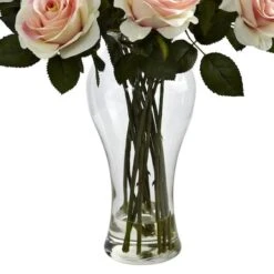 18" Blooming Light Pink Roses In Decorative Vase 7 18" Blooming Light Pink Roses In Decorative Vase -Michaels Shop D322955S 3