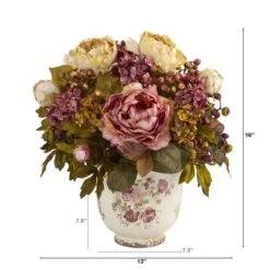16" Pink & Cream Peony Arrangement In Floral Vase 6 16" Pink & Cream Peony Arrangement In Floral Vase -Michaels Shop D323231S 2