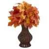 24" Autumn Orange Maple Leaf In Decorative Planter