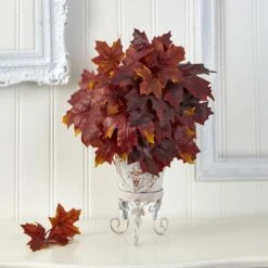 20" Autumn Maple Leaf Plant In Metal Planter -Michaels Shop D323958S 3