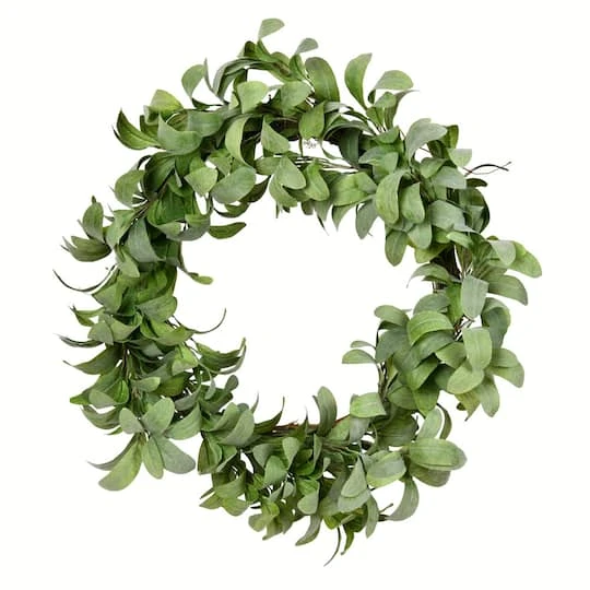 22" Green Lamb Ear Leaves Wreath 1 22" Green Lamb Ear Leaves Wreath