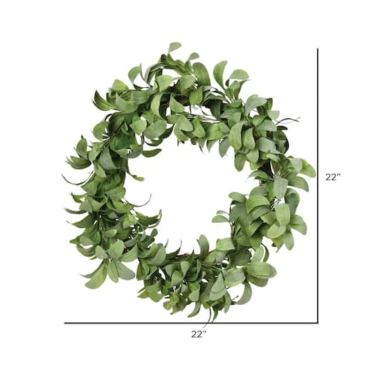 22" Green Lamb Ear Leaves Wreath 3 22" Green Lamb Ear Leaves Wreath - Image 3