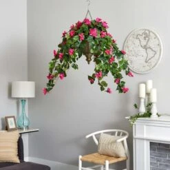 3ft. Pink Bougainvillea In Hanging Metal Bowl -Michaels Shop D350441S 13