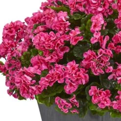 2.7ft. UV Resistant Pink Artificial Geranium In Slate Planter 6 2.7ft. UV Resistant Pink Artificial Geranium In Slate Planter -Michaels Shop D350641S 12