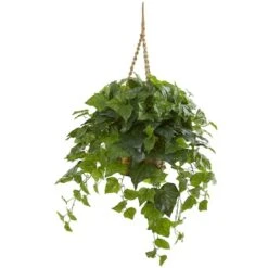 38" London Ivy Artificial Plant In Hanging Basket (Real Touch)