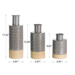 Glitzhome® Two-Tone Gray & Brown Metal Farmhouse Vase Set -Michaels Shop D353182S 7