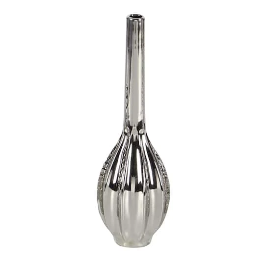 13" Silver Ceramic Glam Vase Set 5 13" Silver Ceramic Glam Vase Set - Image 5