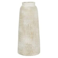 17" White Terracotta Coastal Vase