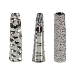 12" Silver Ceramic Abstract Glam Vase Set -Michaels Shop D362959S 2