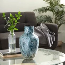 16" Blue Mother Of Pearl Coastal Vase 13 16" Blue Mother Of Pearl Coastal Vase -Michaels Shop D362961S 6