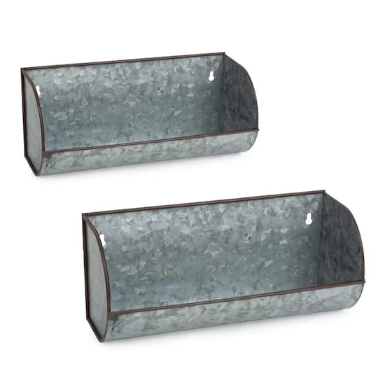 DII® Galvanized Metal Farmhouse Shelves, 2ct. 1 DII® Galvanized Metal Farmhouse Shelves, 2ct.