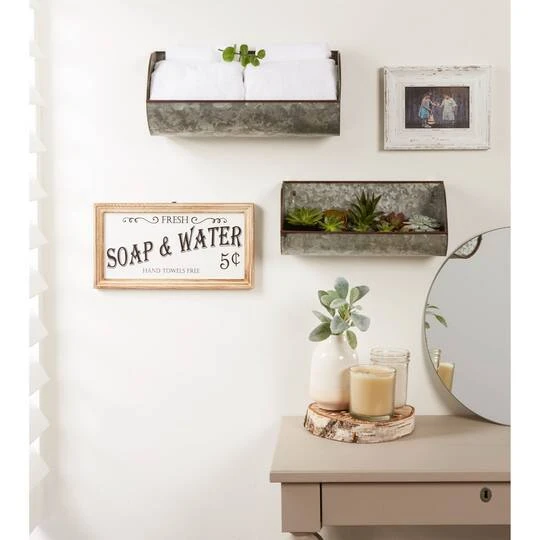 DII® Galvanized Metal Farmhouse Shelves, 2ct. 3 DII® Galvanized Metal Farmhouse Shelves, 2ct. - Image 3