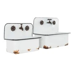 White Metal Wash Basin Planter Set -Michaels Shop D365629S 2