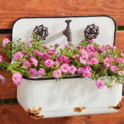 White Metal Wash Basin Planter Set -Michaels Shop D365629S 6