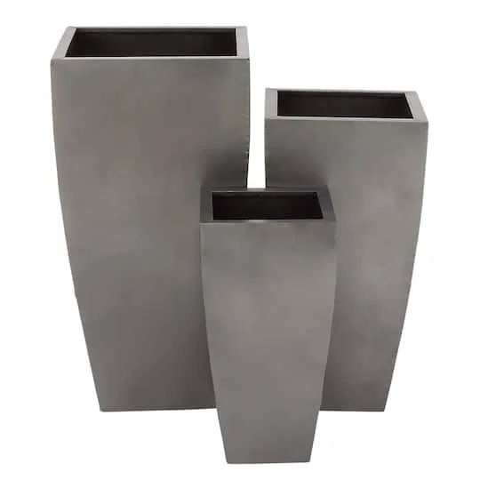 Gray Metal Modern Planter Set 1 Gray Metal Modern Planter Set