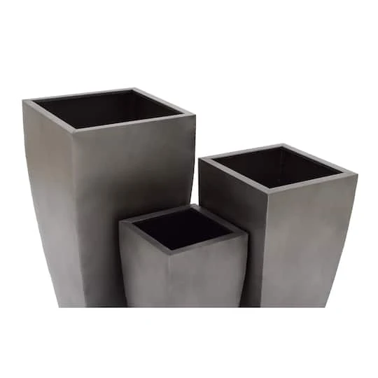 Gray Metal Modern Planter Set 3 Gray Metal Modern Planter Set - Image 3