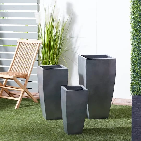 Gray Metal Modern Planter Set 6 Gray Metal Modern Planter Set - Image 6