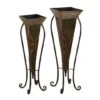 Brown Metal Rustic Planter With Curved Legs Set