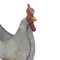 16" Gray Metal Farmhouse Chicken Planter -Michaels Shop D365682S 5