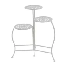 White Metal Traditional Plantstand Set
