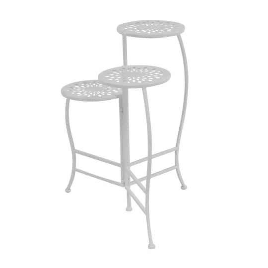 White Metal Traditional Plantstand Set 3 White Metal Traditional Plantstand Set - Image 3