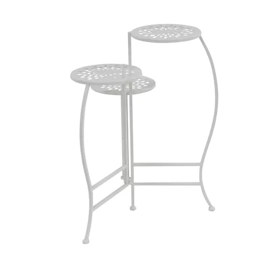 White Metal Traditional Plantstand Set 4 White Metal Traditional Plantstand Set - Image 4