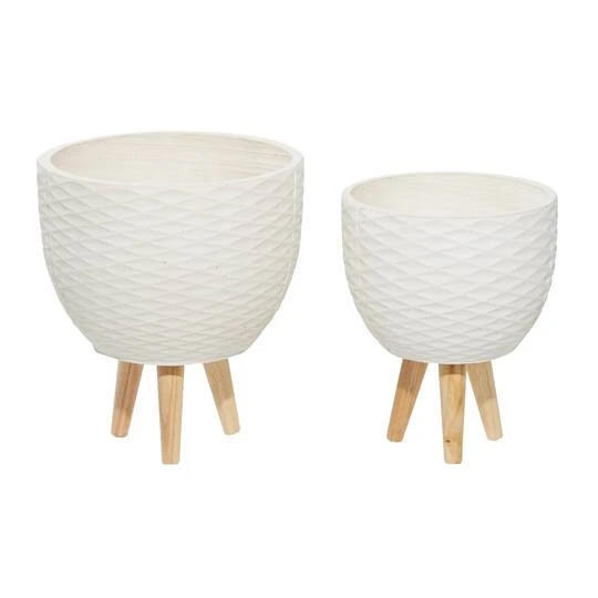 White Polystone Contemporary Planter Set 7 White Polystone Contemporary Planter Set - Image 7