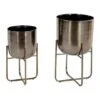 Metal Contemporary Stand Planter Set Black