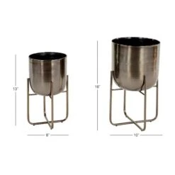 Metal Contemporary Stand Planter Set Black -Michaels Shop D365729S 6