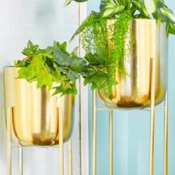 CosmoLiving By Cosmopolitan Gold Metal Glam Planter Set, 39" & 46" -Michaels Shop D365771S 5