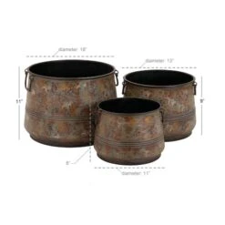 Brass Metal Rustic Planter Set 16", 13" & 11" -Michaels Shop D365774S 3
