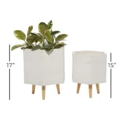 Contemporary Polystone Planter Set White -Michaels Shop D365778S 6