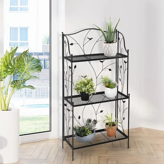 Glitzhome® 3-Tier Black Metal Plant Stand 3 Glitzhome® 3-Tier Black Metal Plant Stand - Image 3