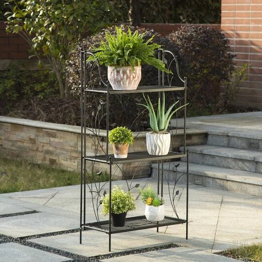 Glitzhome® 3-Tier Black Metal Plant Stand 4 Glitzhome® 3-Tier Black Metal Plant Stand - Image 4