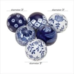 3" Blue & White Patterned Ceramic Vase Filler Orb Set 10 3" Blue & White Patterned Ceramic Vase Filler Orb Set -Michaels Shop D368546S 5