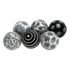 3" Black & White Patterned Ceramic Vase Filler Orb Set