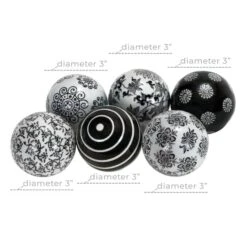 3" Black & White Patterned Ceramic Vase Filler Orb Set -Michaels Shop D368551S 4