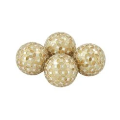 4" Glam Gold & White Plastic Orb Vase Fillers, 4ct.