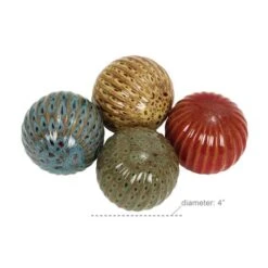 4" Multicolor Ribbed Ceramic Vase Filler Orb Set -Michaels Shop D368560S 8