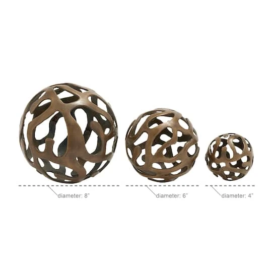 Brass Aluminum Contemporary Decorative Orbs Set 5 Brass Aluminum Contemporary Decorative Orbs Set - Image 5