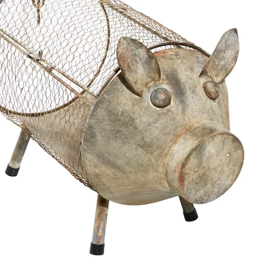 Gray Distressed Metal Farmhouse Pig Planter Set 3 Gray Distressed Metal Farmhouse Pig Planter Set - Image 3