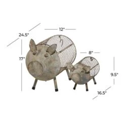 Gray Distressed Metal Farmhouse Pig Planter Set 18 Gray Distressed Metal Farmhouse Pig Planter Set -Michaels Shop D369892S 8