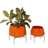 Metal Round Contemporary Planter Set Orange