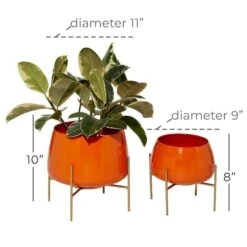 Metal Round Contemporary Planter Set Orange -Michaels Shop D369899S 7